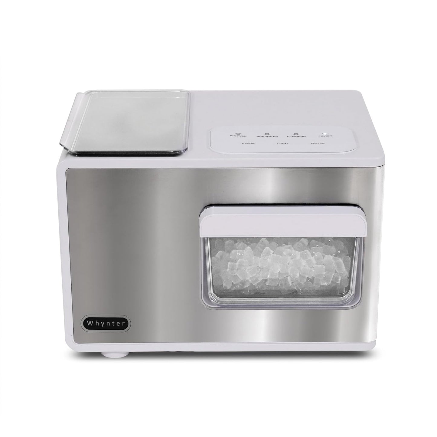 Whynter Nugget Ice Maker, Countertop Portable Ice Maker, IBX-388WS SonicSnö, Automatic Self-Cleaning with Removable Ice Drawer Compact Ice Maker for Home Bar, 40 lbs/24H, Stainless Steel and White