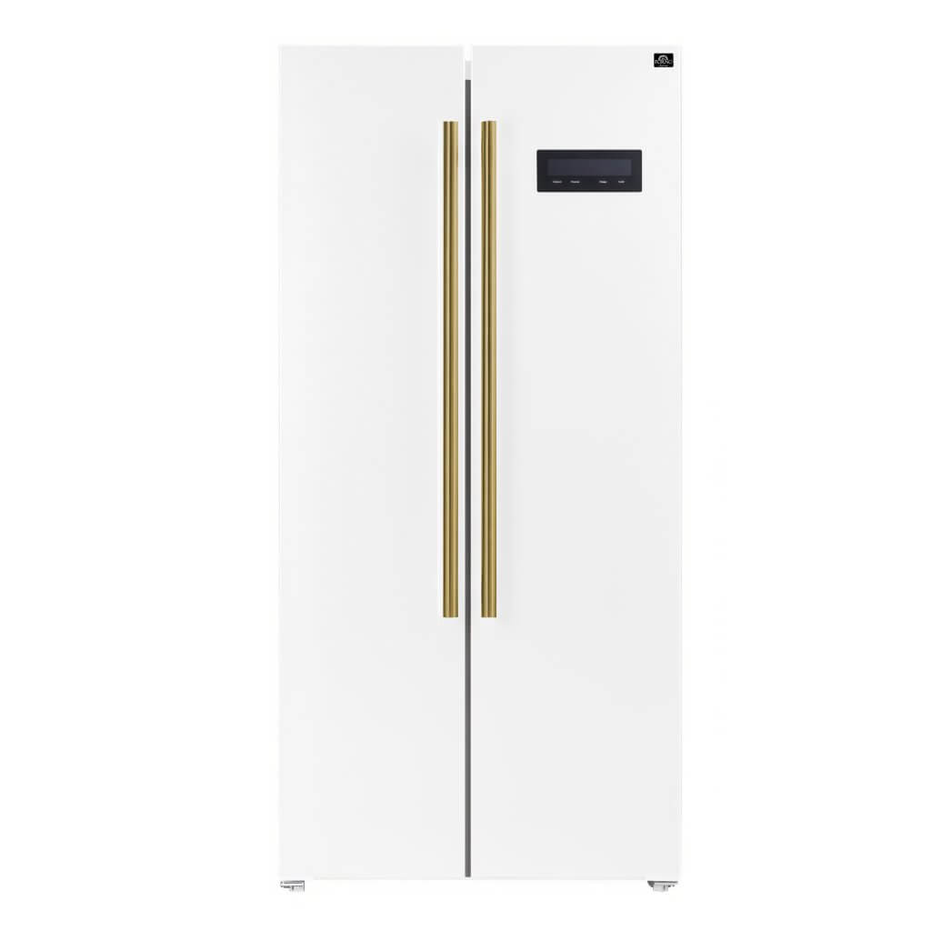 FORNO Salerno Espresso 33-inch Side-by-Side 15.6 Cu.Ft. White Refrigerator Additionnal Stainless steel Handles Included