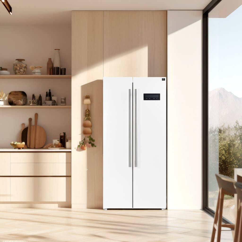 FORNO Salerno Espresso 33-inch Side-by-Side 15.6 Cu.Ft. White Refrigerator Additionnal Stainless steel Handles Included