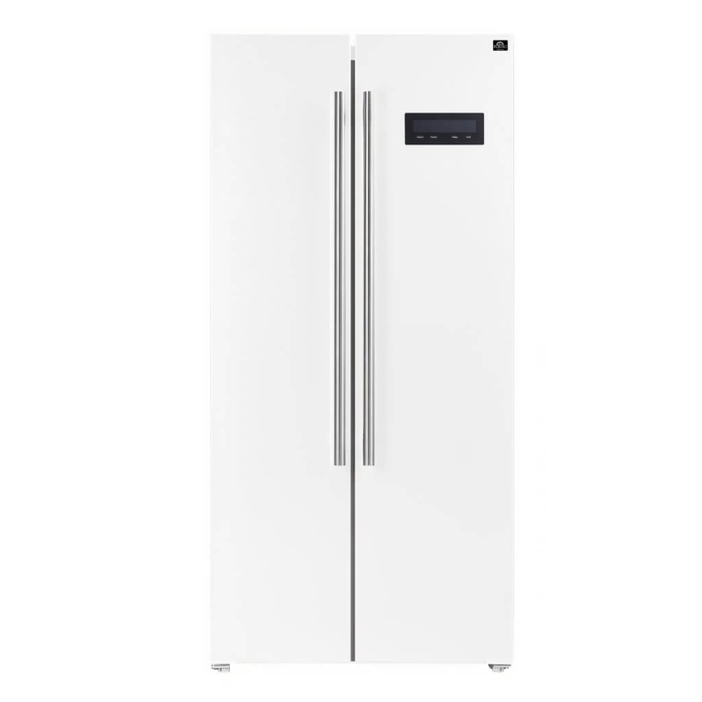 FORNO Salerno Espresso 33-inch Side-by-Side 15.6 Cu.Ft. White Refrigerator Additionnal Stainless steel Handles Included