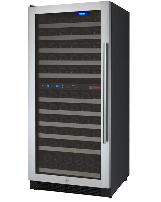 Allavino 24" Wide FlexCount II Tru-Vino 121 Bottle Dual Zone Stainless Steel Left Hinge Wine Refrigerator