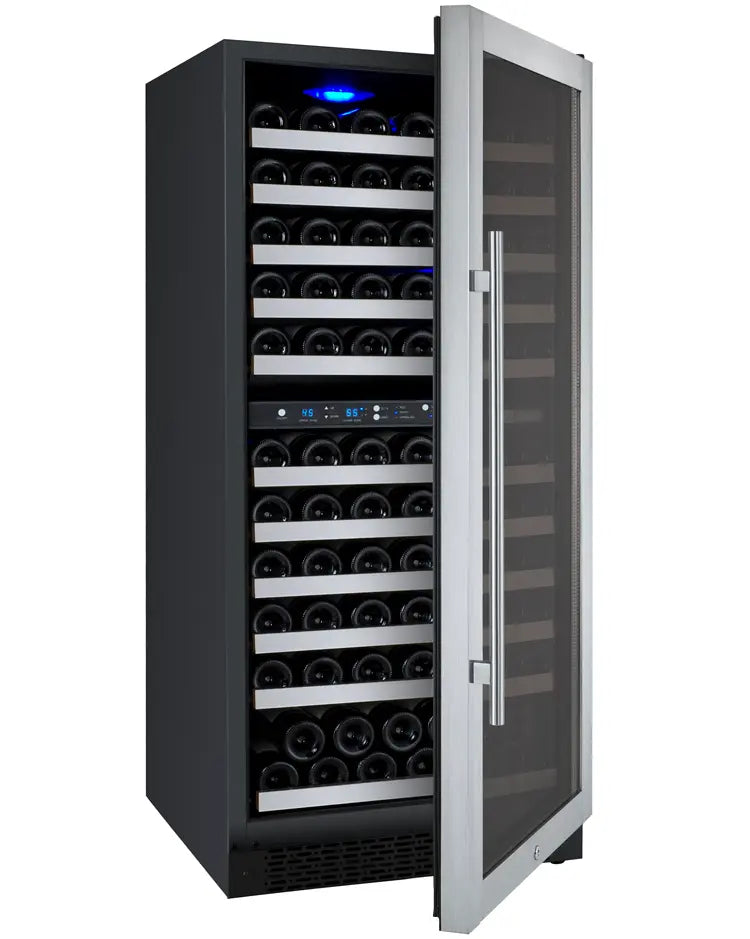 Allavino 24" Wide FlexCount II Tru-Vino 121 Bottle Dual Zone Stainless Steel Right Hinge Wine Refrigerator