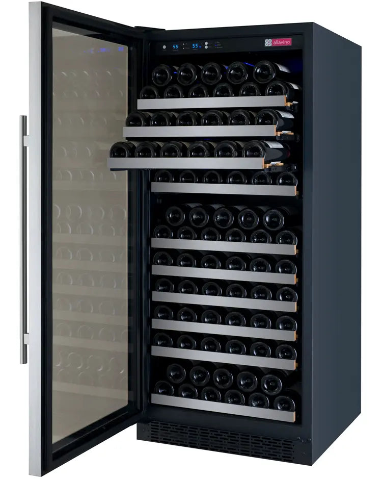 Allavino 24" Wide FlexCount II Tru-Vino 128 Bottle Single Zone Stainless Steel Left Hinge Wine Refrigerator