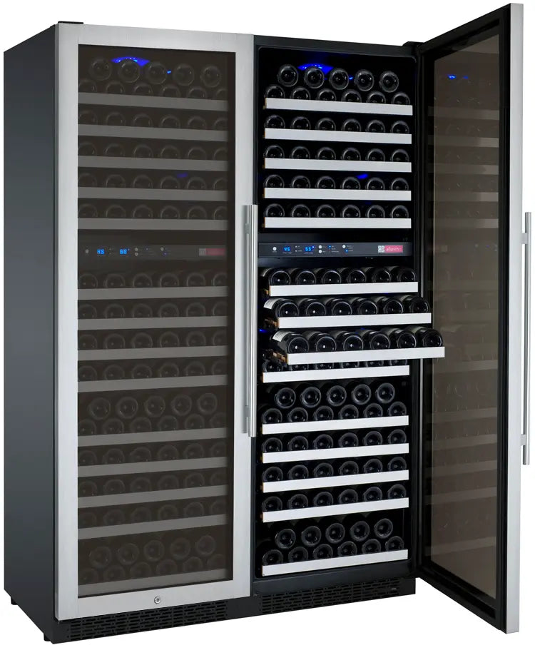 Allavino FlexCount Series 344 Bottle Four-Zone Tall Side-by-Side Wine Refrigerators with Stainless Steel Doors