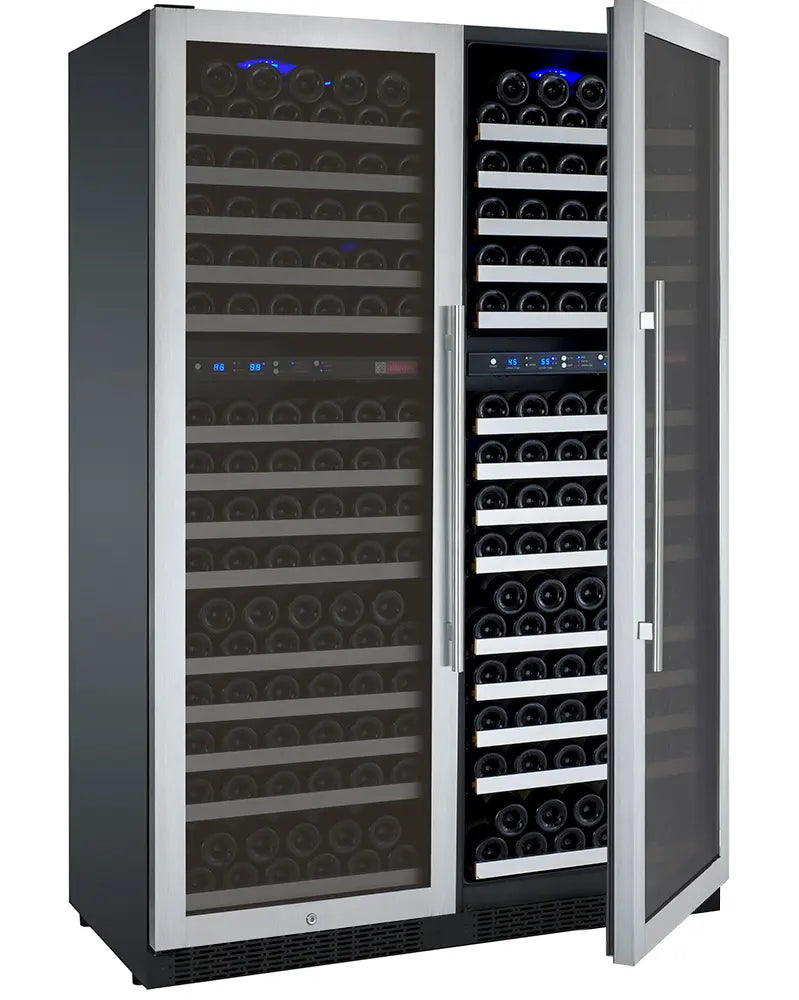 Allavino FlexCount Series 344 Bottle Four-Zone Tall Side-by-Side Wine Refrigerators with Stainless Steel Doors