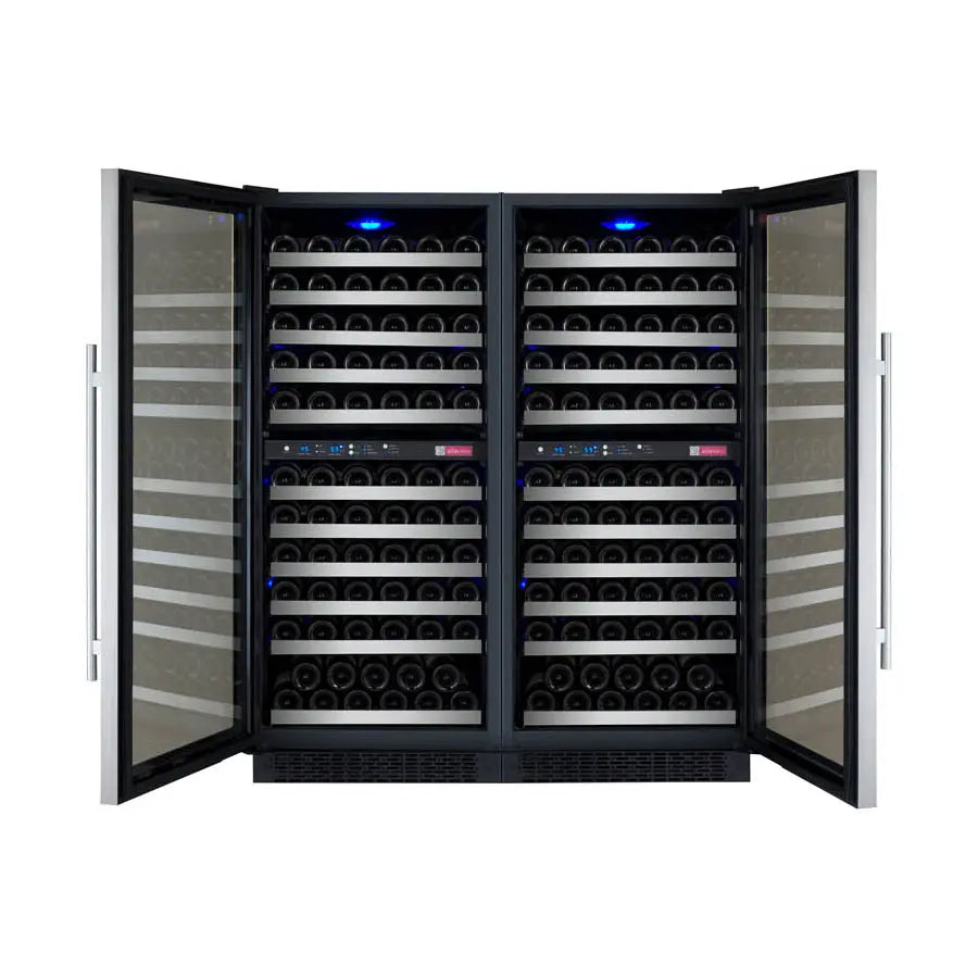 Allavino FlexCount Series 242 Bottle Four Zone Built-in Side-by-Side Wine Refrigerators with Stainless Steel doors