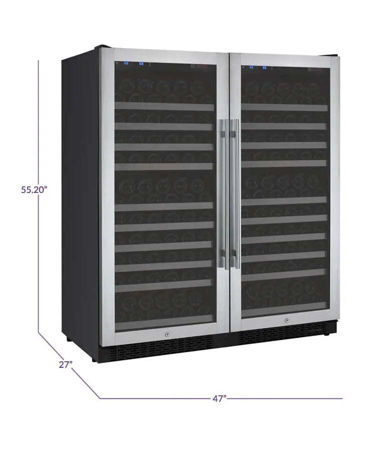 Allavino FlexCount Series 256 Bottle Dual Zone Semi-Tall Side-by-Side Wine Refrigerators with Stainless Steel Doors