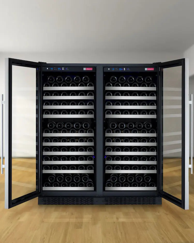 Allavino FlexCount Series 256 Bottle Dual Zone Semi-Tall Side-by-Side Wine Refrigerators with Stainless Steel Doors