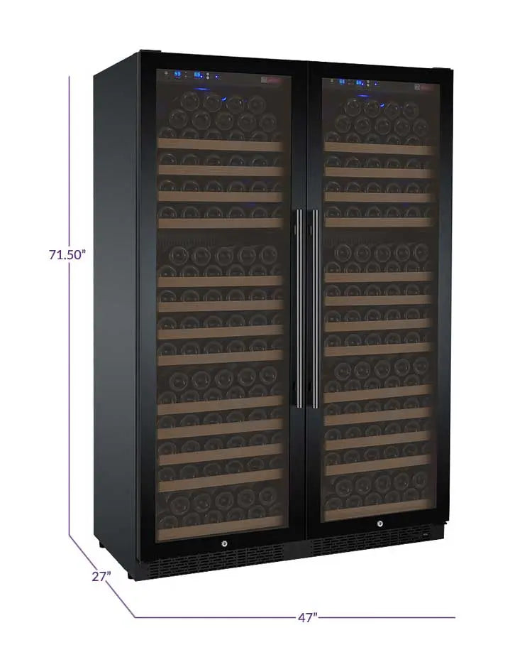 Allavino FlexCount Series 354 Bottle Dual Zone Built-in Side-by-Side Wine Refrigerators with Black Doors