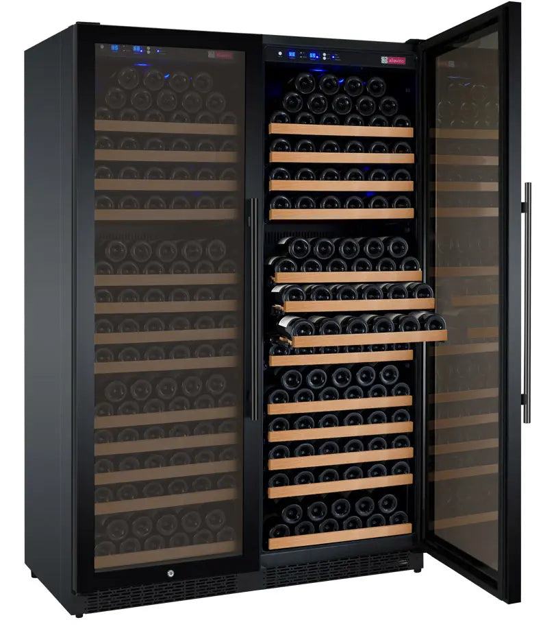 Allavino FlexCount Series 354 Bottle Dual Zone Built-in Side-by-Side Wine Refrigerators with Black Doors