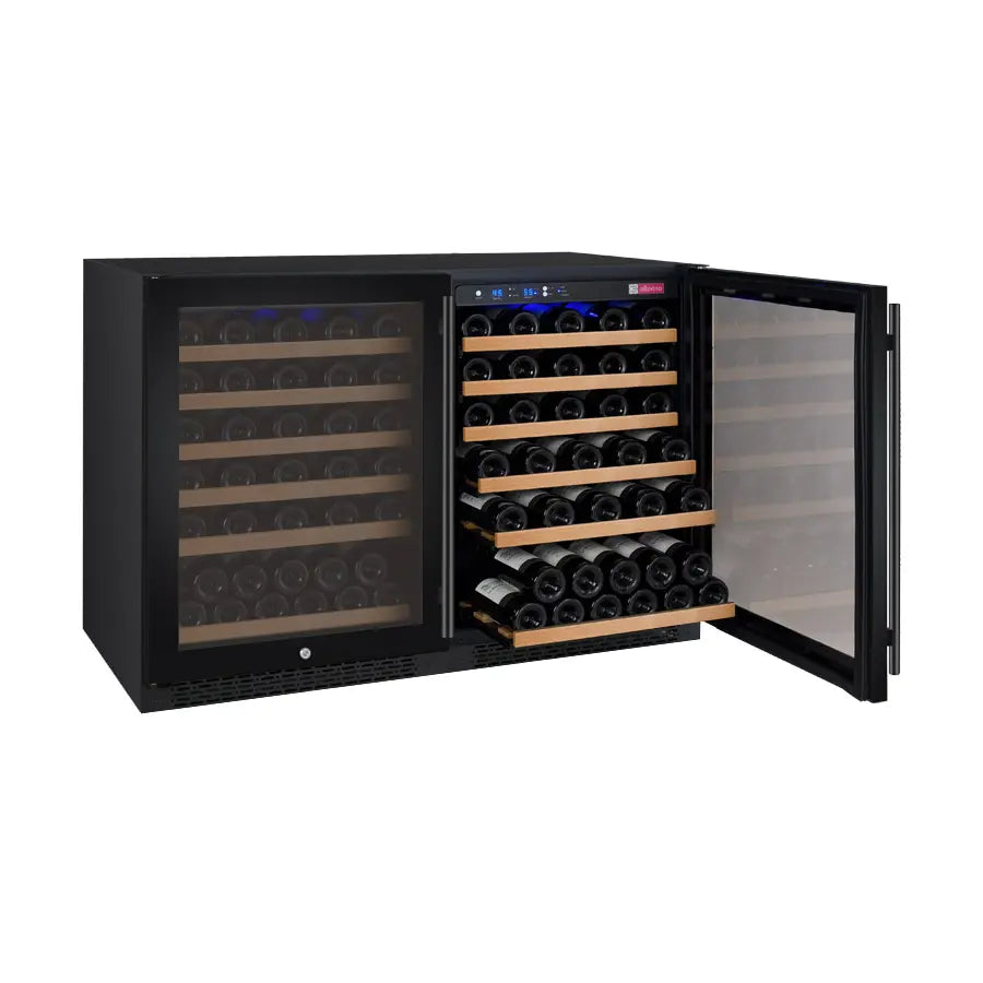 Allavino FlexCount Series 112 Bottle Built-in Dual Zone Side-by-Side Wine Refrigerators with Black Doors