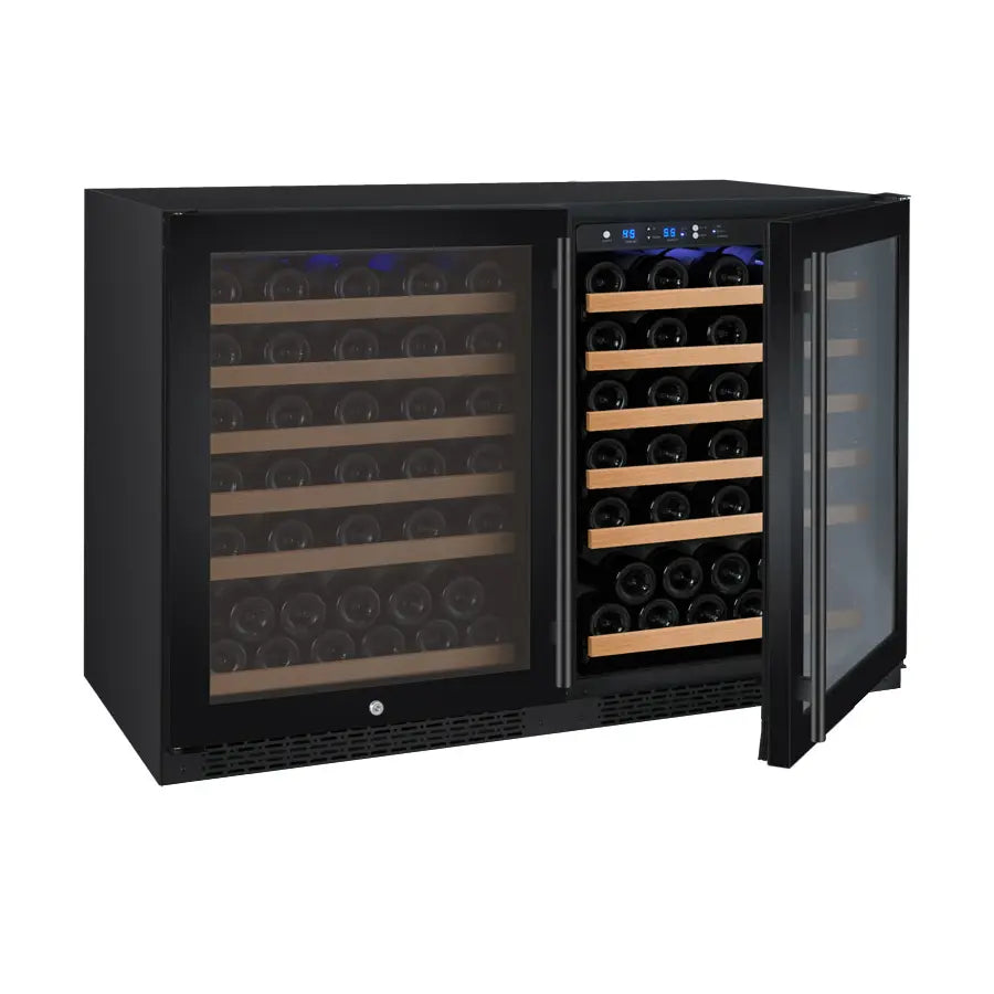 Allavino FlexCount Series 112 Bottle Built-in Dual Zone Side-by-Side Wine Refrigerators with Black Doors