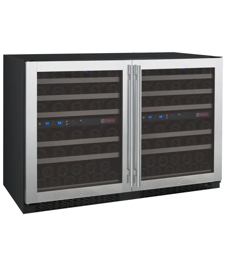 Allavino FlexCount Series 112 Bottle Four Zone Undercounter Side-by-Side Wine Refrigerators with Stainless Steel Doors