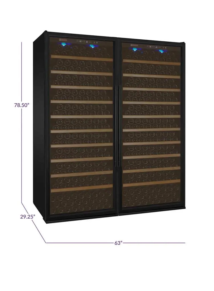 Allavino Vite Series 554 Bottle Dual Zone Tall Side-by-Side Wine Refrigerator with Black Doors