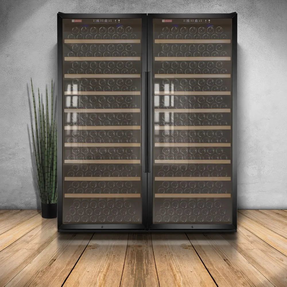 Allavino Vite Series 554 Bottle Dual Zone Tall Side-by-Side Wine Refrigerator with Black Doors