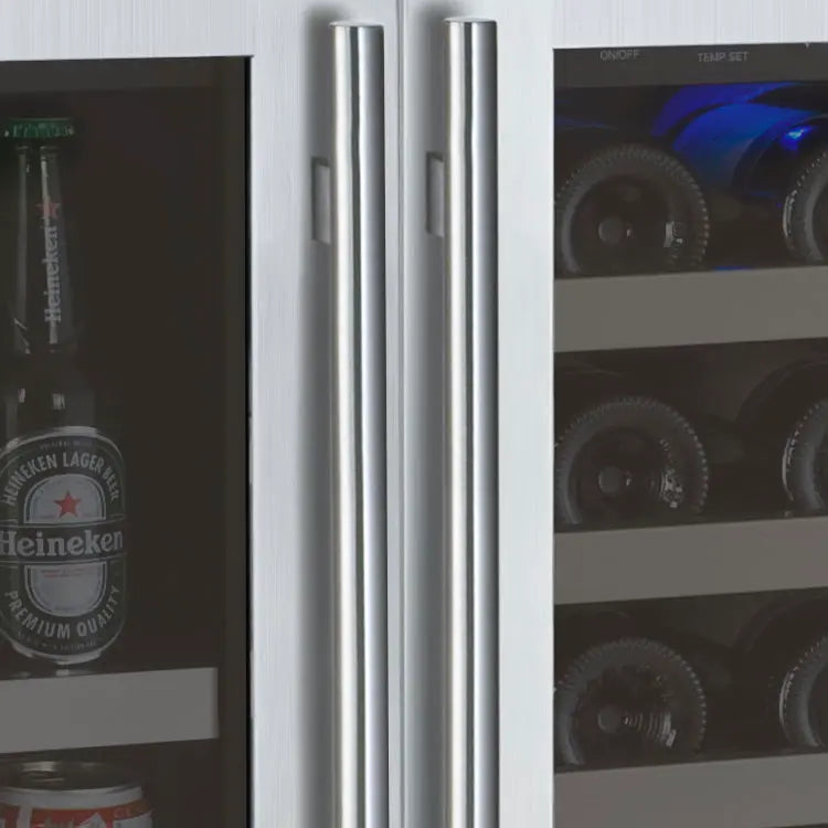 Allavino FlexCount Series 56 Bottle/124 Can Side-by-Side Wine Refrigerator/Beverage Center with Stainless Steel Doors