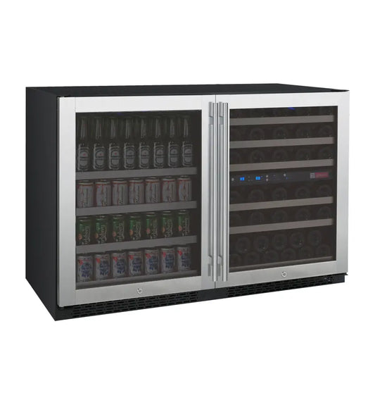 Allavino FlexCount Series 56 Bottle/124 Can Side-by-Side Wine Refrigerator/Beverage Center with Stainless Steel Doors