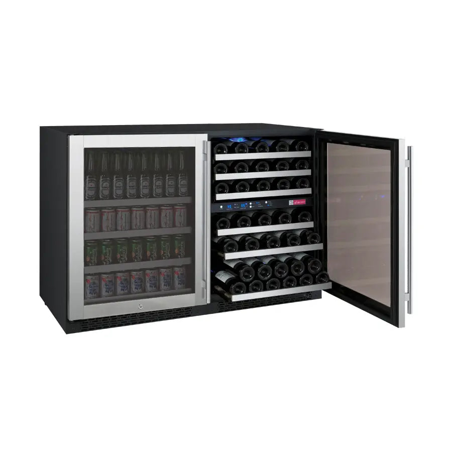 Allavino FlexCount Series 56 Bottle/124 Can Side-by-Side Wine Refrigerator/Beverage Center with Stainless Steel Doors