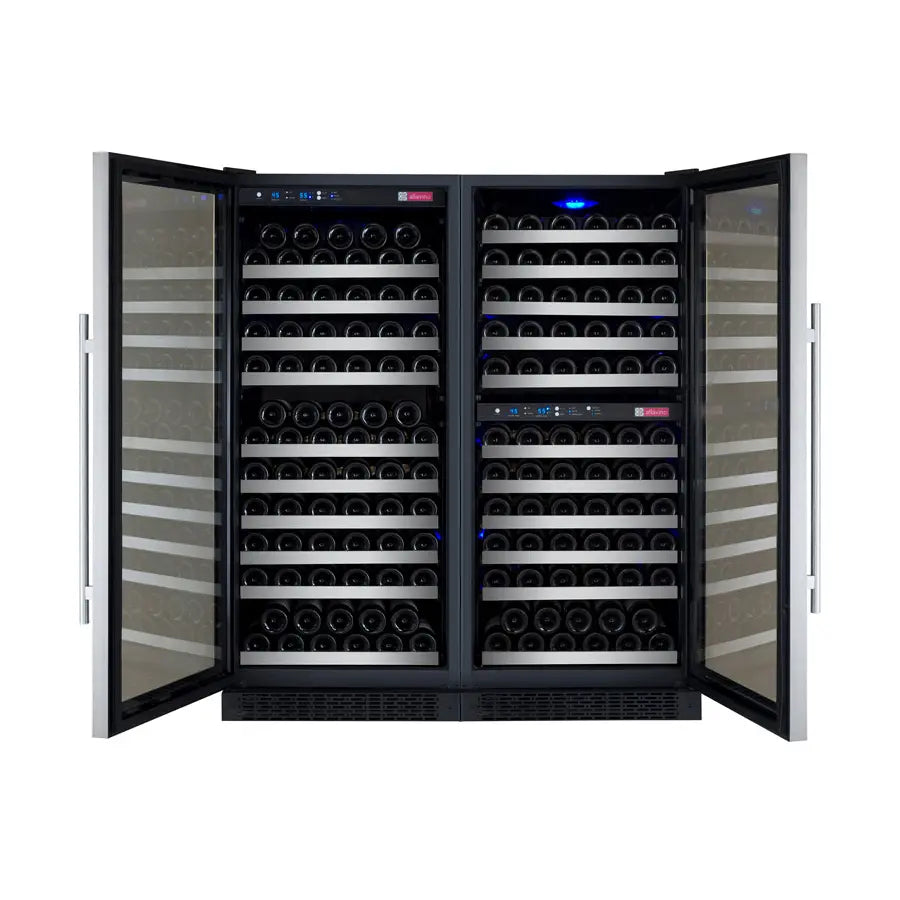 Allavino FlexCount Series 249 Bottle Three Zone Semi-Tall Side-by-Side Wine Refrigerators with Stainless Steel Doors