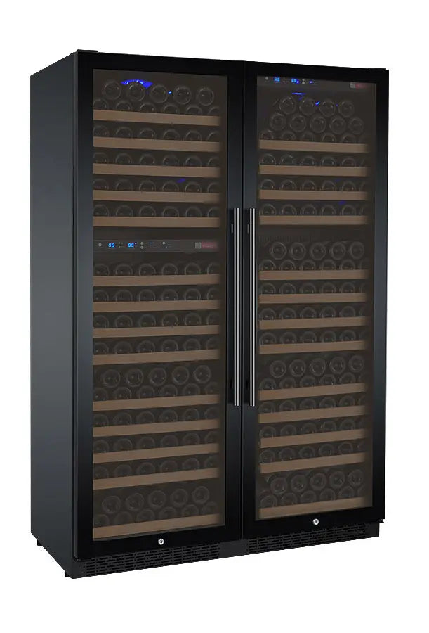 Allavino FlexCount Series 349 Bottle Three Zone Tall Side-by-Side Wine Refrigerators with Black Doors