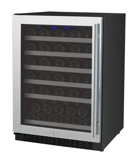 Allavino 24" Wide FlexCount II Tru-Vino Series 56 Bottle Single Zone Stainless Steel Left Hinge Wine Refrigerator