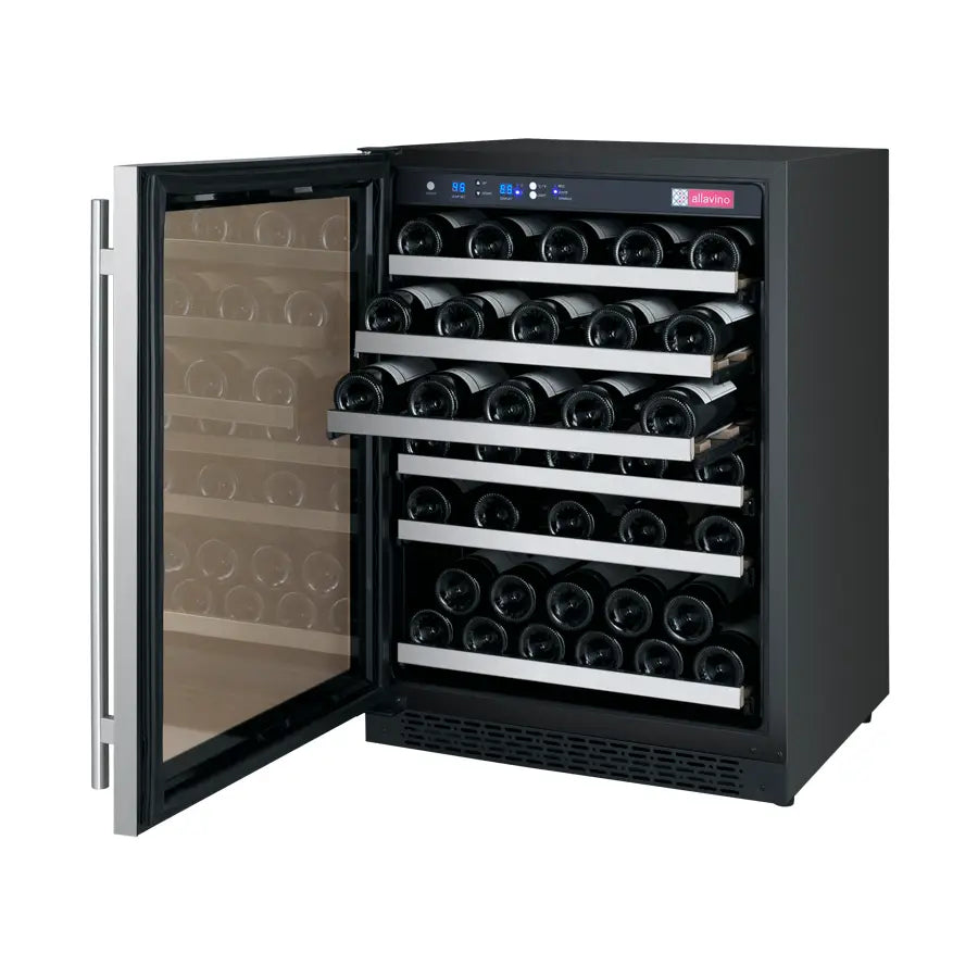 Allavino 24" Wide FlexCount II Tru-Vino Series 56 Bottle Single Zone Stainless Steel Left Hinge Wine Refrigerator