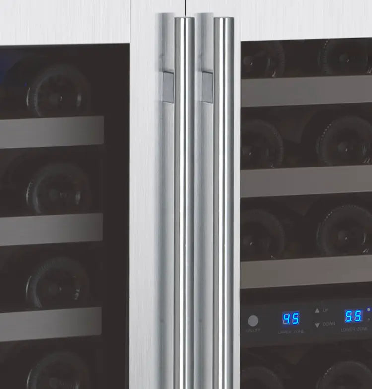 Allavino FlexCount Series 112 Bottle Three Zone Built-in Side-by-Side Wine Refrigerators with Stainless Steel Doors