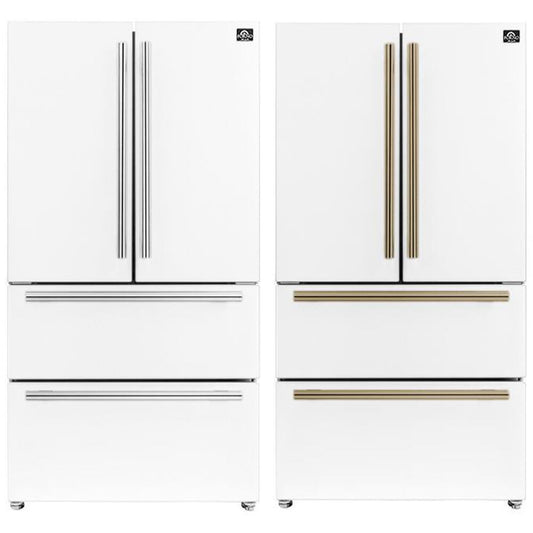 FORNO Espresso Moena 36-inch French Door Refrigerator in White, 19.2 Cu.ft