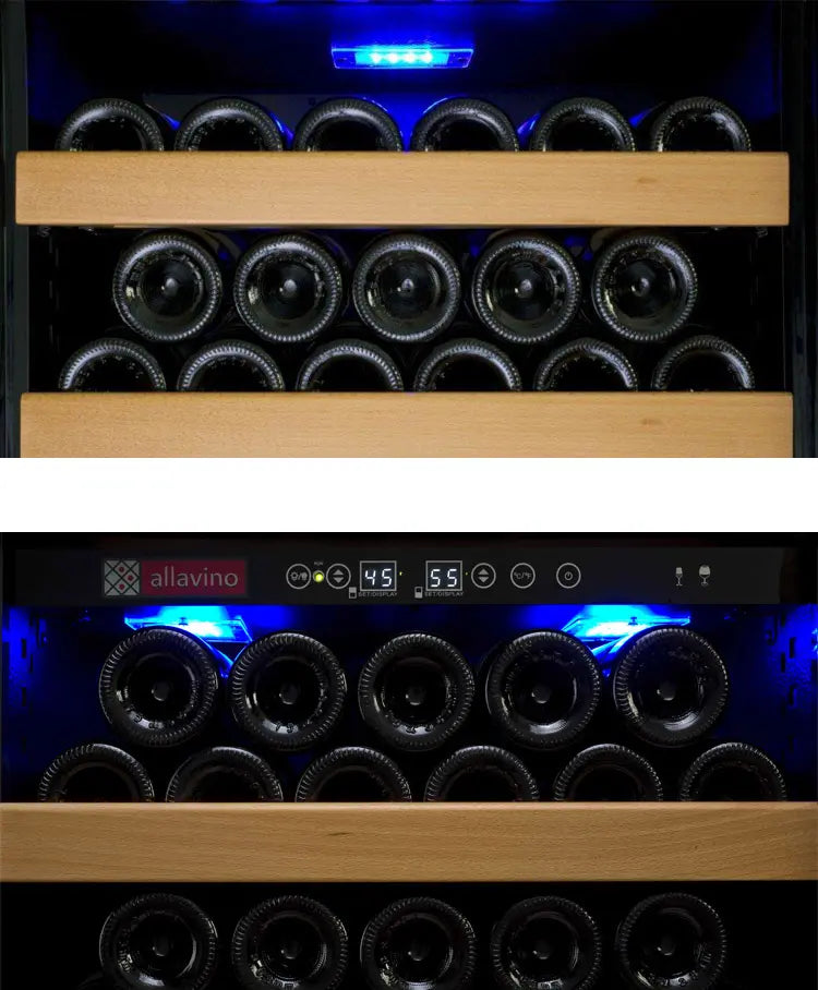 Allavino Vite Series 277 Bottle Single Zone Freestanding Large Capacity Wine Refrigerator with Black Door - Right Hinge