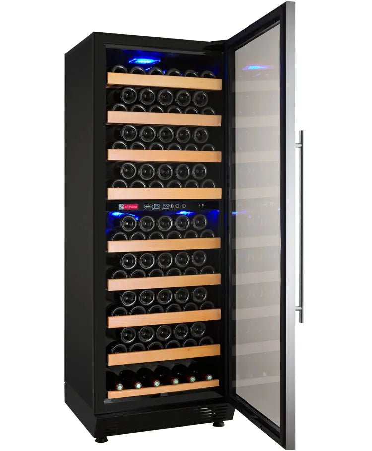 Allavino Vite Series 99 Bottle Dual Zone Freestanding Wine Cooler Refrigerator with Stainless Steel Door - Right Hinge