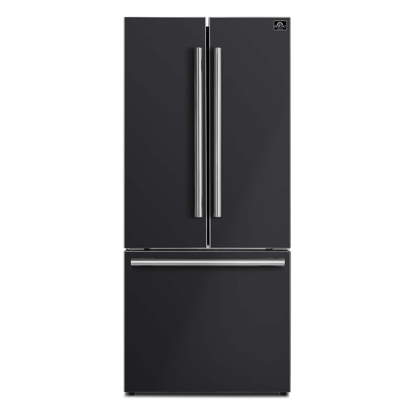 FORNO – Espresso Gallipoli 30-inch French Door Black Refrigerator, 17.5 cu. ft. Capacity with Ice Maker