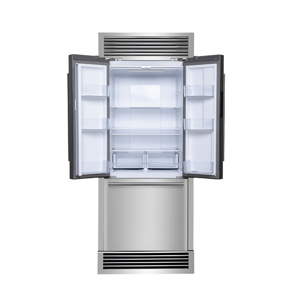 FORNO 35-inch French Door Refrigerator with Bottom Freezer 17.5 Cu.Ft. Capacity – Stainless Steel No Frost Fridge with Ice Maker, Child Safety Lock and Decorative Grill Trim kit