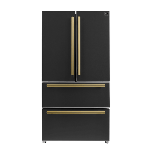 FORNO Espresso Moena 36-inch French Door Refrigerator in Black, 19.2 Cu.ft