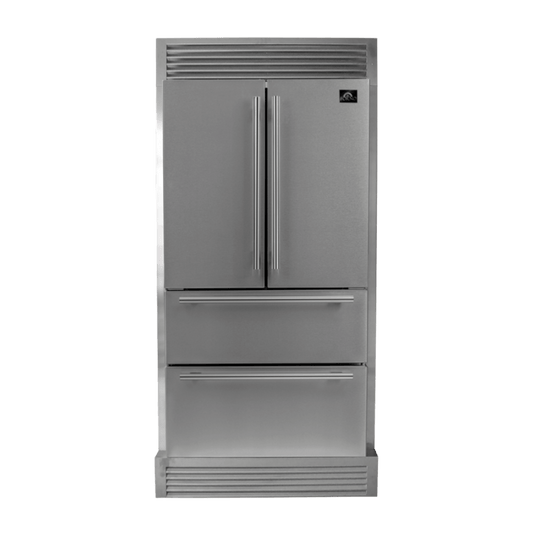 FORNO Moena 36″ French Door 19.2 Cu.Ft. Stainless Steel Refrigerator with Grill Trim