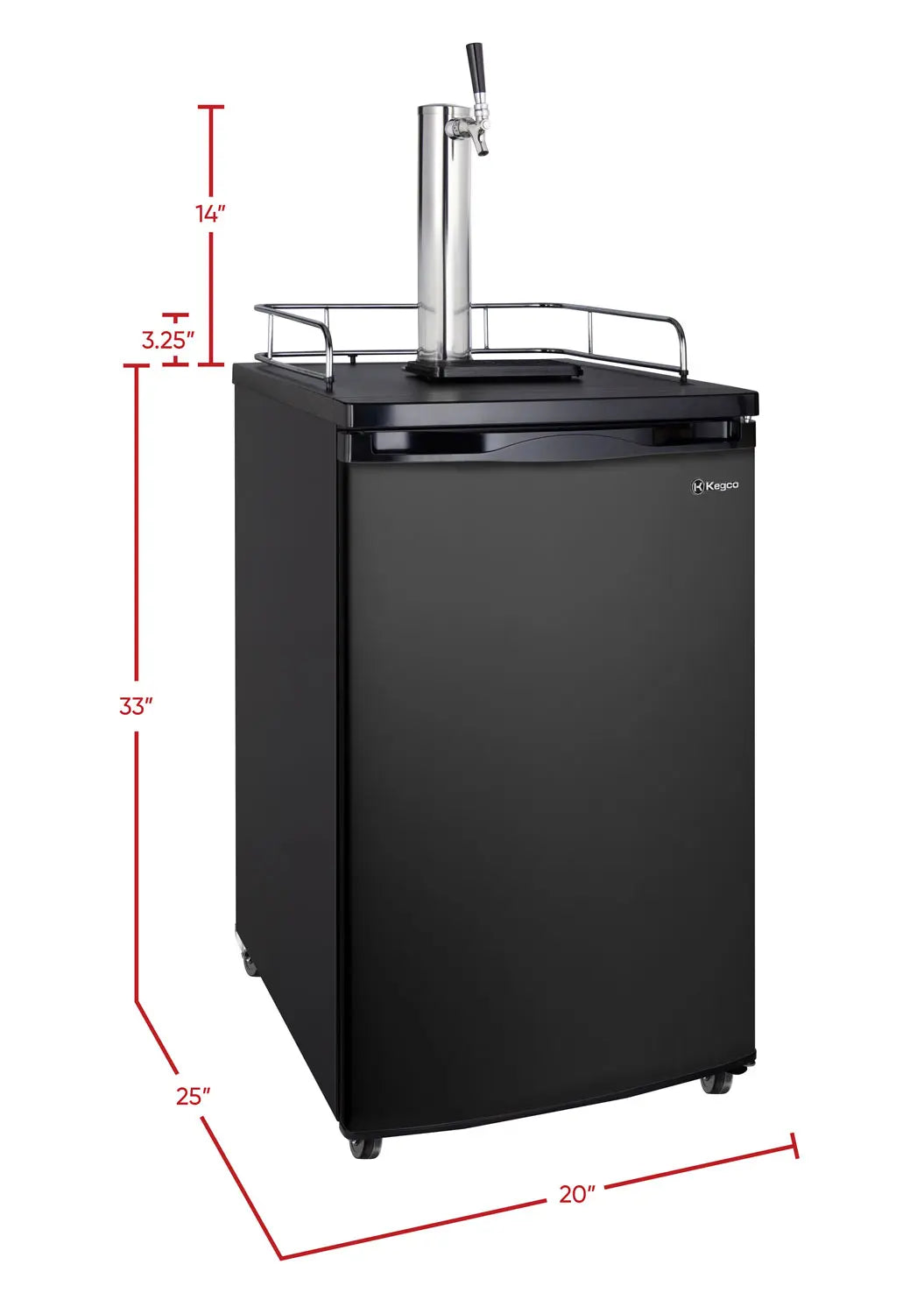 20" Wide Single Tap Black Kegerator