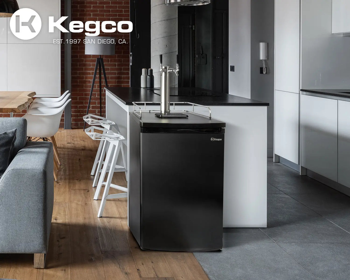 Kegco 20" Wide Kombucha Dual Tap Black Kegerator