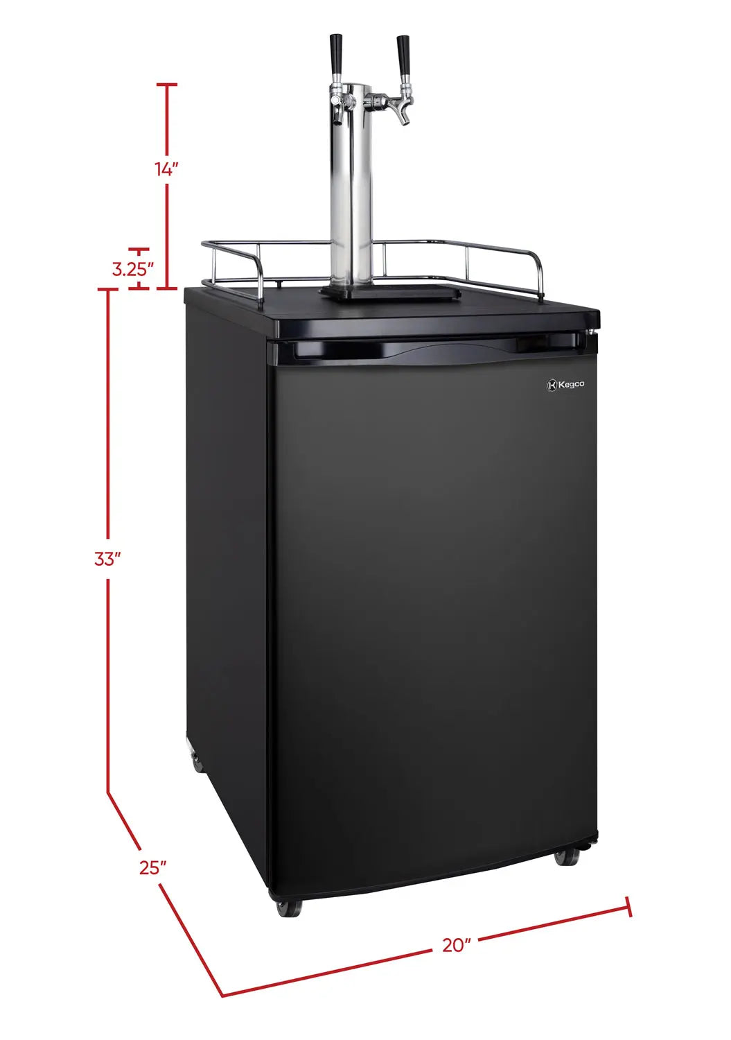 20" Wide Dual Tap Black Kegerator