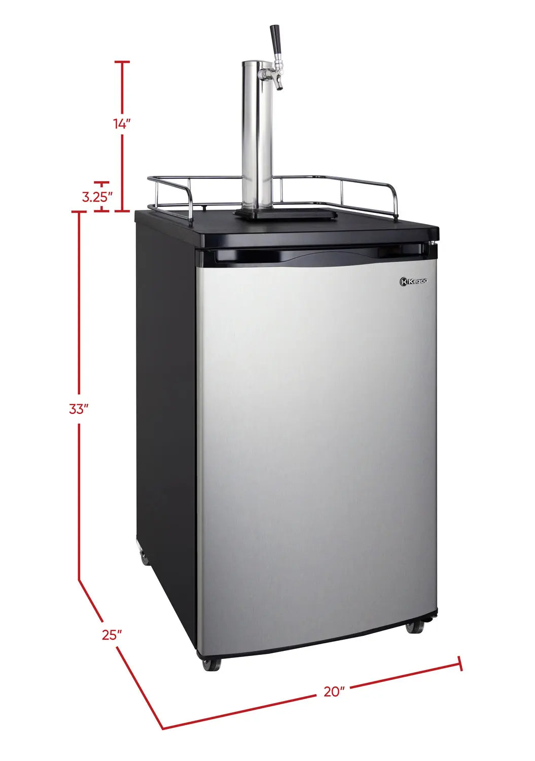 Kegco 20" Wide Kombucha Single Tap Stainless Steel Kegerator