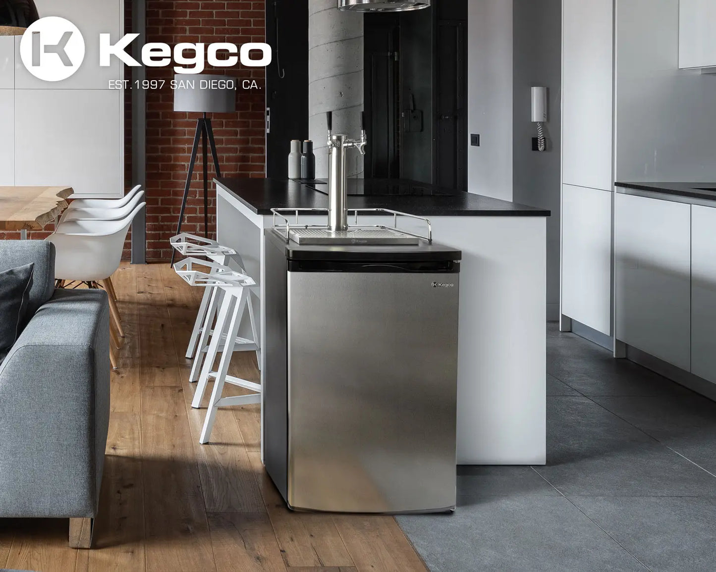 Kegco 20" Wide Kombucha Dual Tap Stainless Steel Kegerator