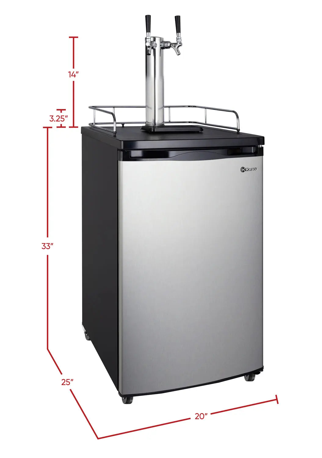 20" Wide Dual Tap Stainless Steel Kegerator