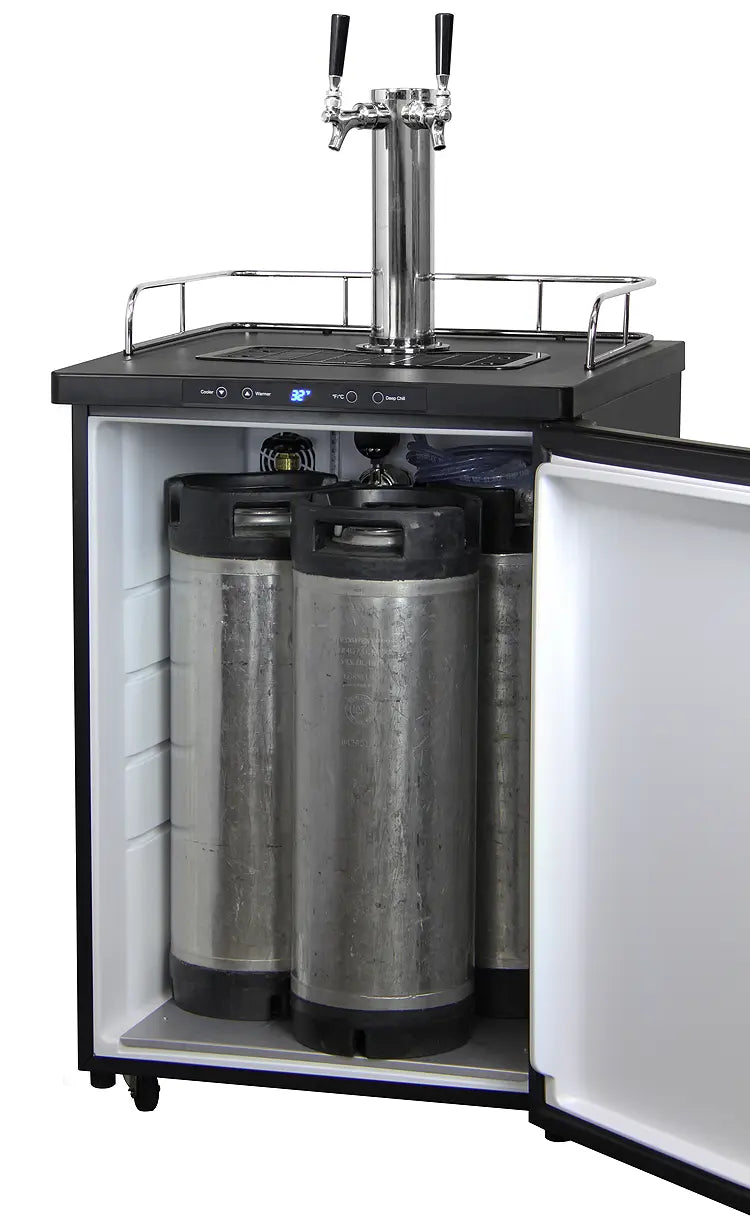 Kegco 24" Wide Kombucha Dual Tap Black Stainless Steel Kegerator