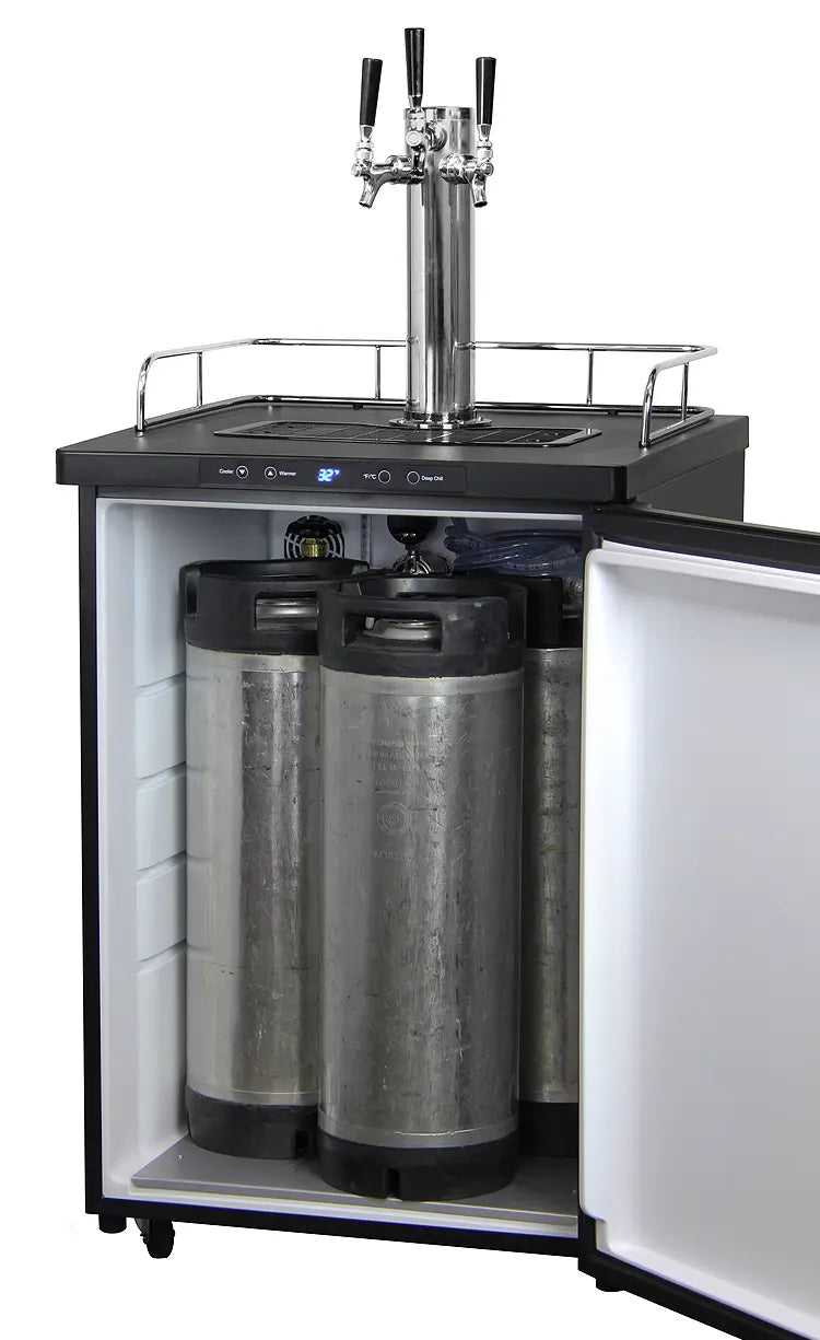 24" Wide Triple Tap Black Stainless Steel Digital Kegerator