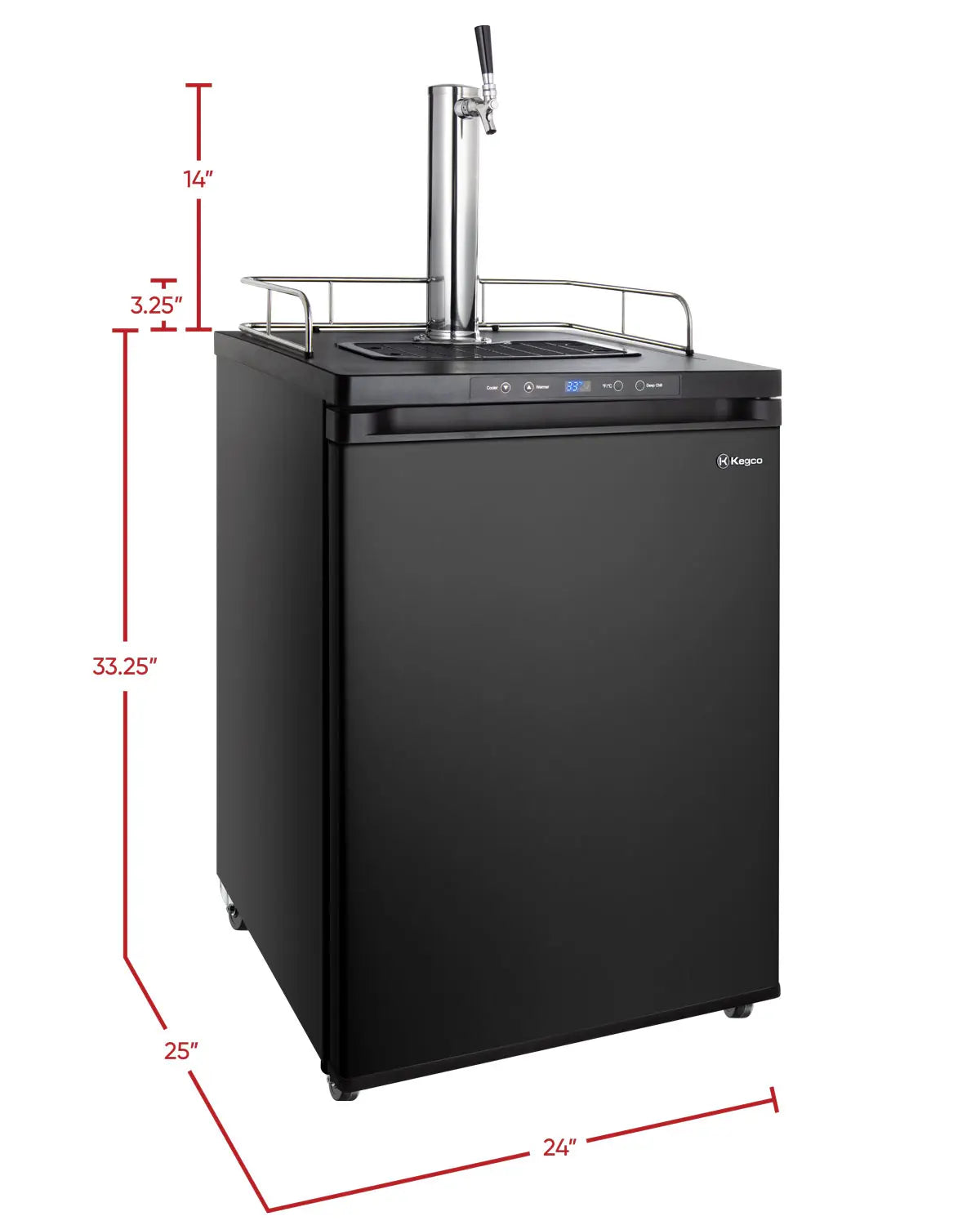 24" Wide Single Tap Black Digital Kegerator