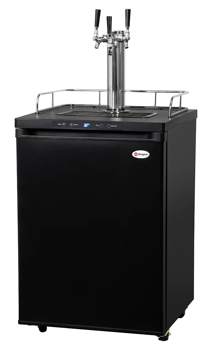 24" Wide Kombucha Triple Tap Black Kegerator