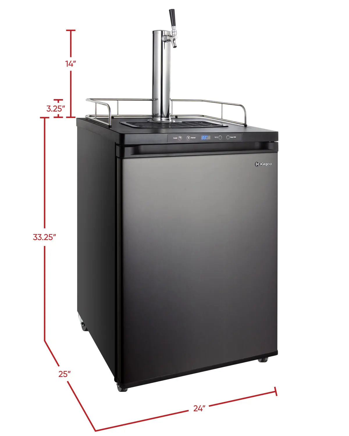 24" Wide Single Tap Black Stainless Steel Digital Kegerator