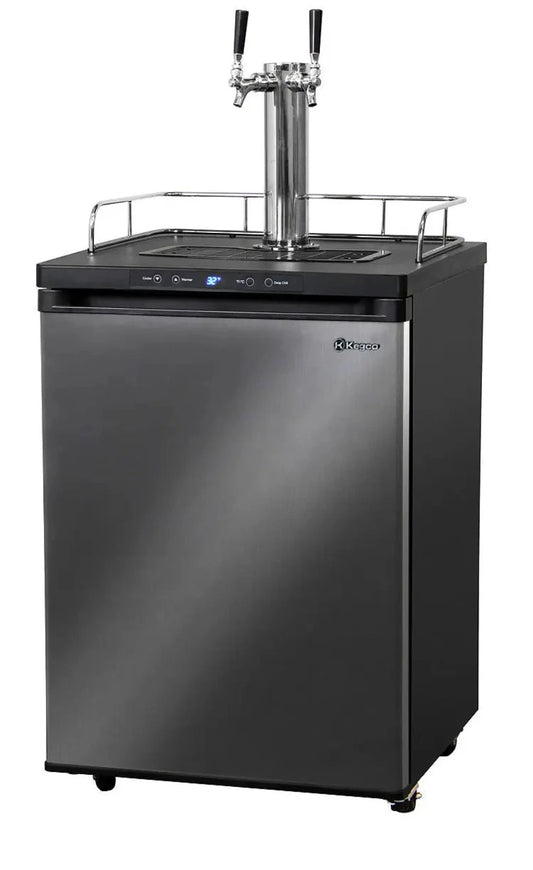 24" Wide Dual Tap Black Stainless Steel Digital Kegerator