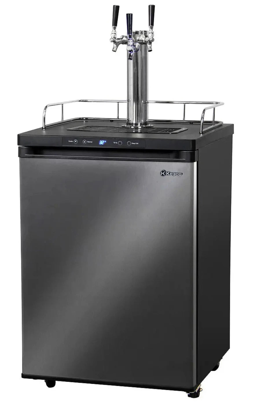 Kegco 24" Wide Homebrew Triple Tap Black Stainless Steel Digital Kegerator