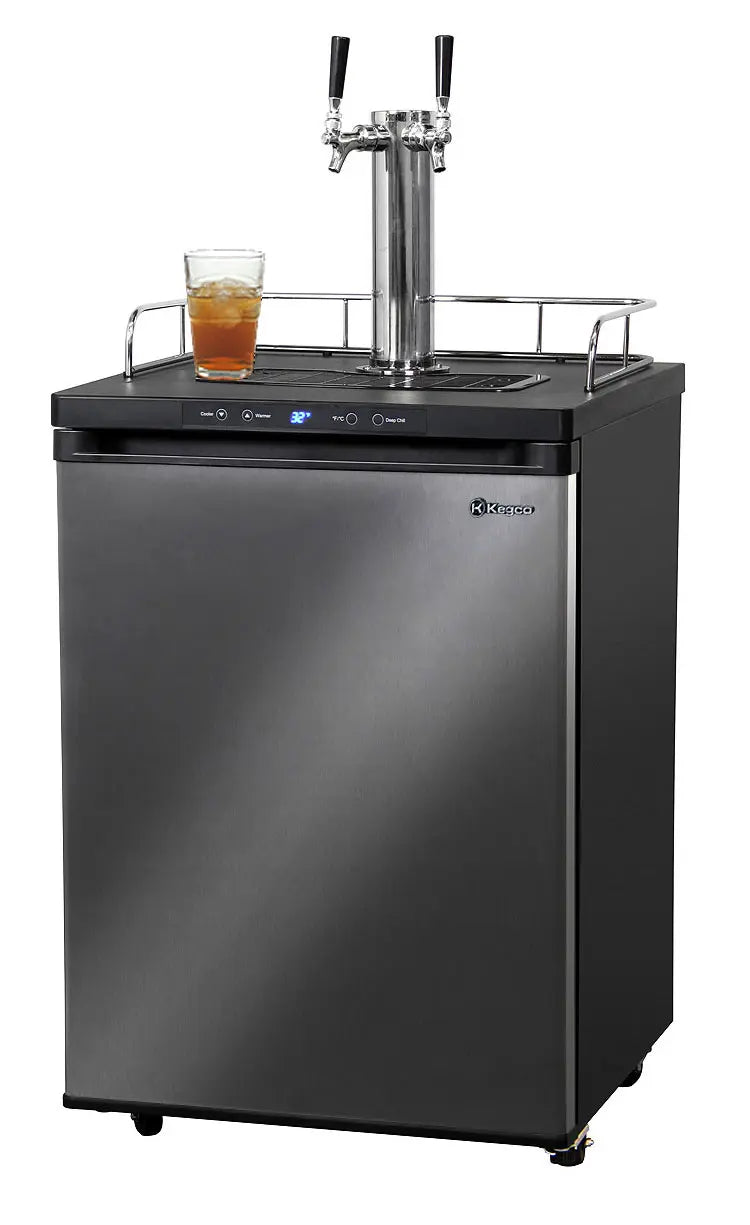 Kegco 24" Wide Kombucha Dual Tap Black Stainless Steel Kegerator