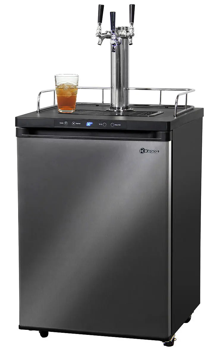 Kegco 24" Wide Kombucha Triple Tap Black Stainless Steel Digital Kegerator