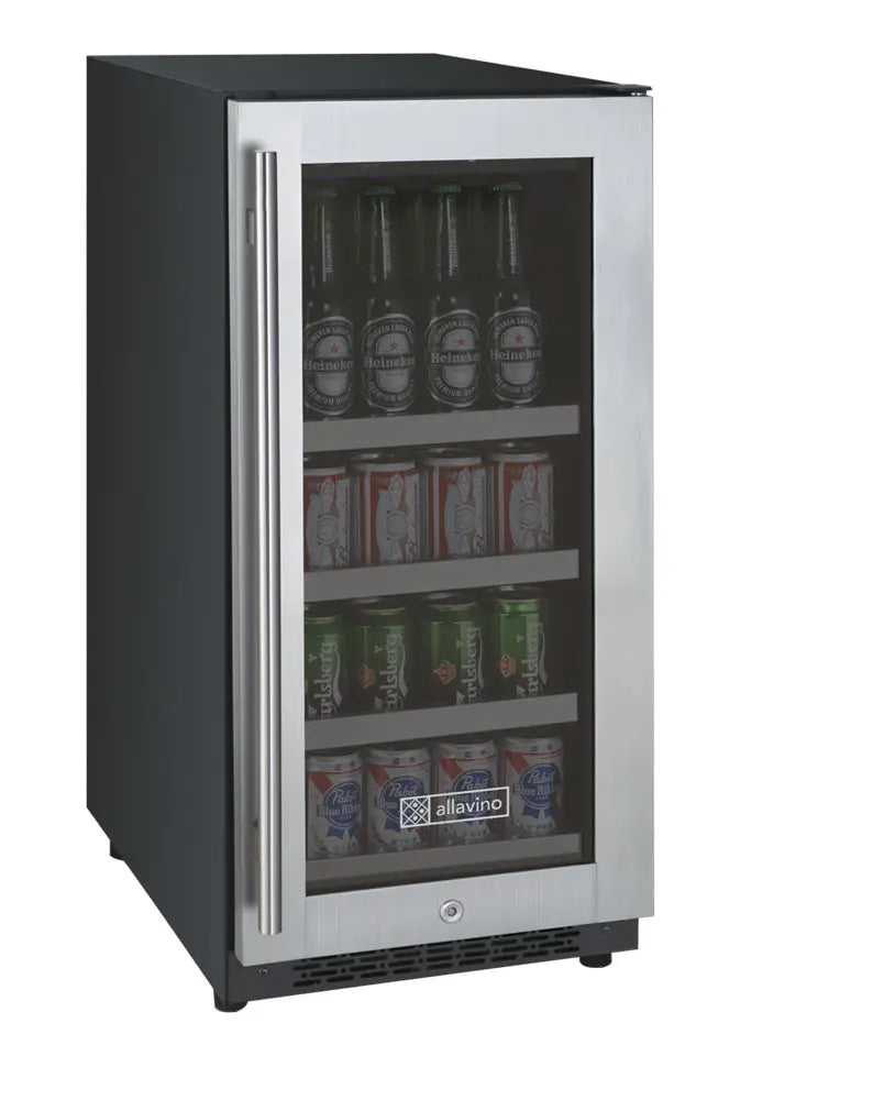 Allavino 15" Wide FlexCount II Tru-Vino Stainless Steel Left Hinge Beverage Center